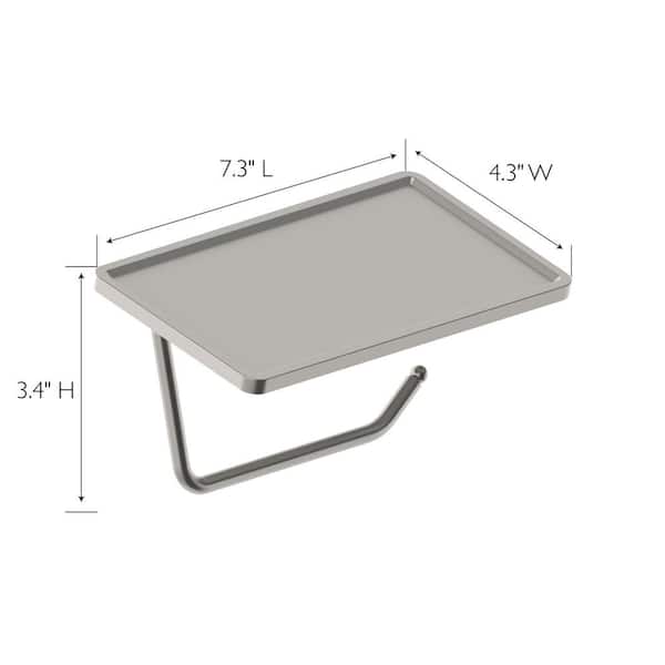 Contemporary Millbridge Wall Mounted Toilet Paper Holder with Shelf for Bathroom in Satin Nickel
