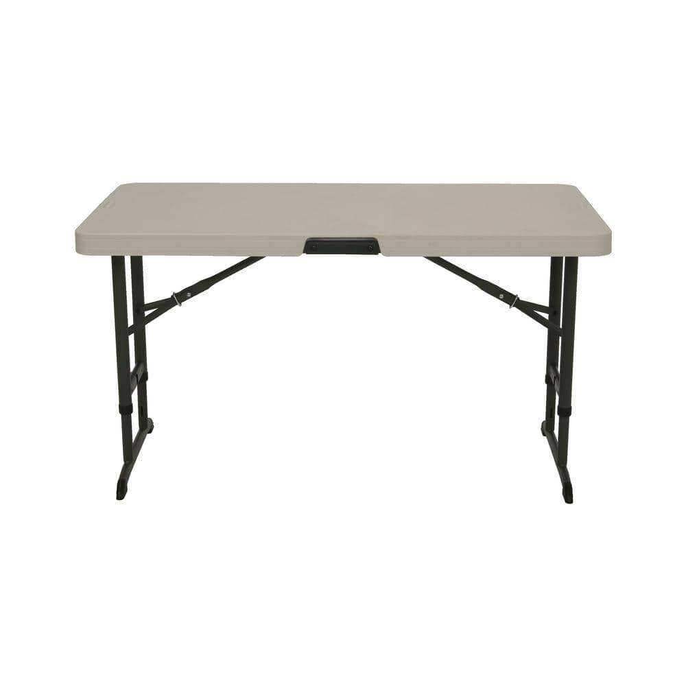 4-Foot Adjustable Height Almond Plastic Folding Table