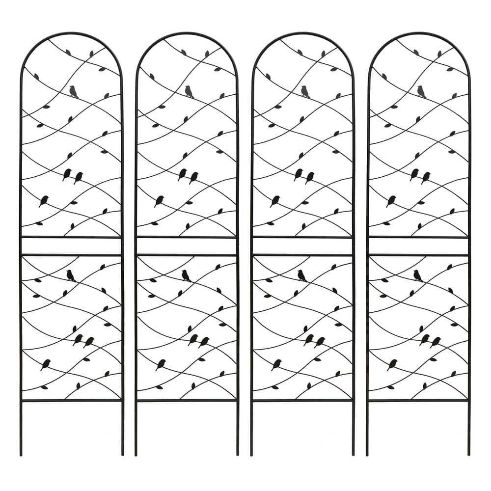 86.7 in. H Black Metal Garden Trellis, Outdoor Rustproof Trellis for Climbi