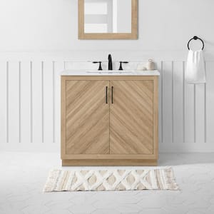 Huckleberry 36 in. W x 19 in. D x 34.5 in. H Bath Vanity in Weathered Tan with White Cultured Marble Top