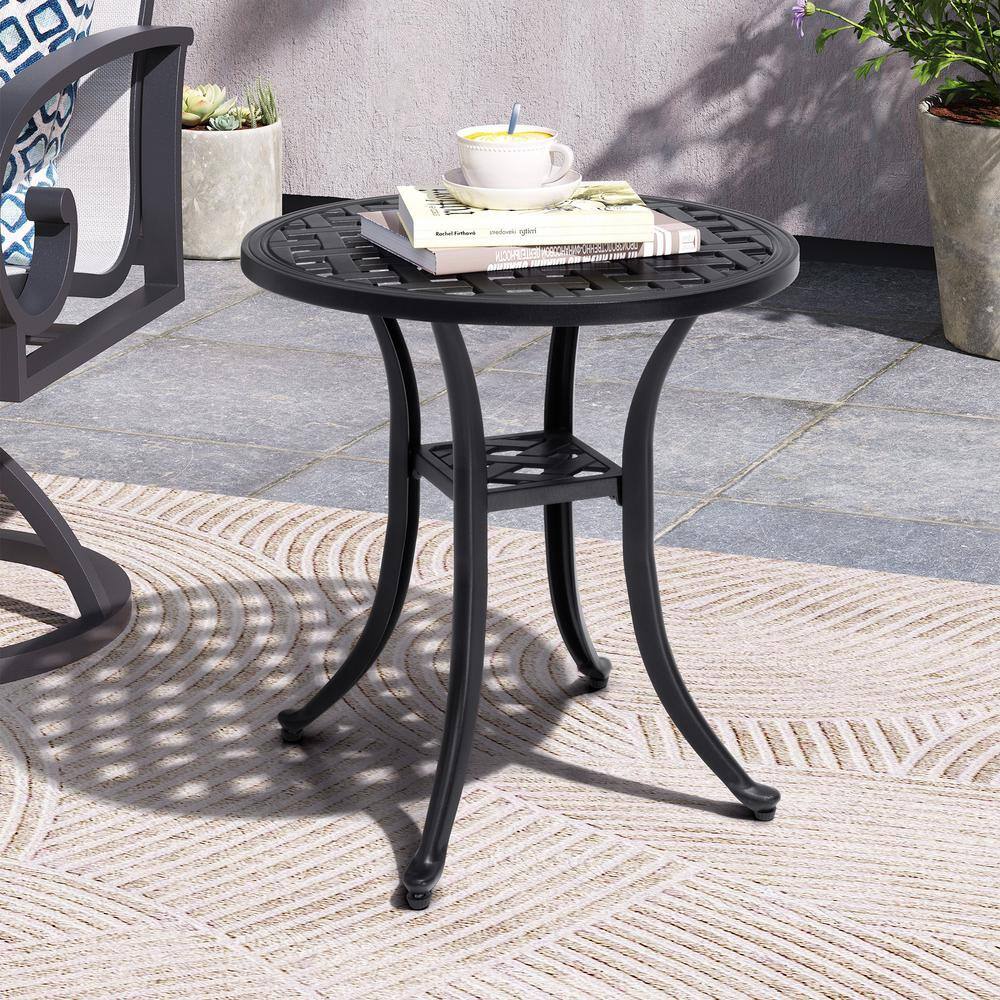 Crestlive Products Round Aluminum Outdoor Side Table in Black CL