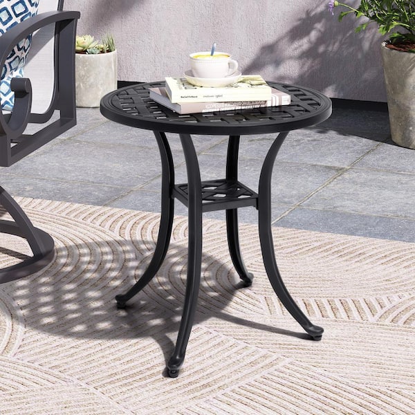 Crestlive Products Round Aluminum Outdoor Side Table in Black