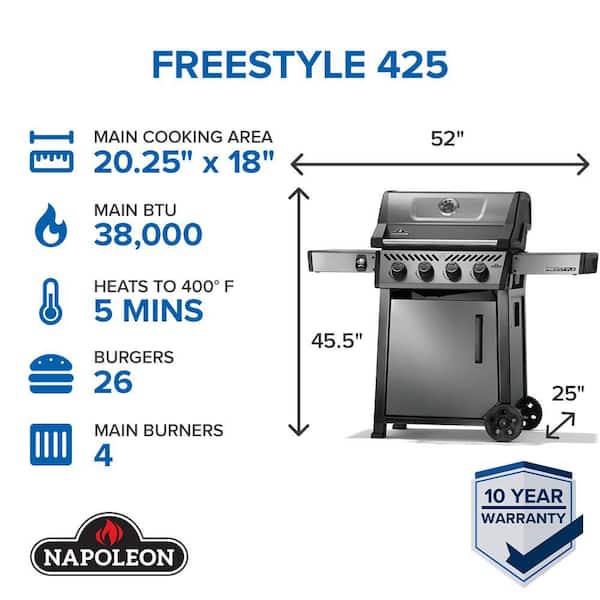 Freestyle 425 4-Burner Propane Gas Grill in Graphite Grey