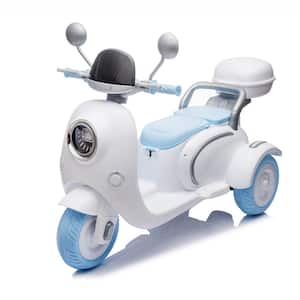 Electric Two-Seater Kids Ride Motorcycle, Three Wheels Kids toy with Slow Start for kids Aged 3-6-Blue