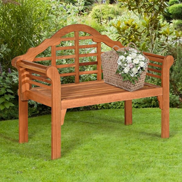 FORCLOVER 49 in. Wood Folding Outdoor Bench with Backrest Armrest for Patio Garden