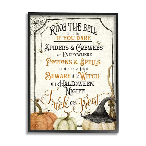 Stupell Industries Vintage Trick or Treat Sign by Deane Beesley 1-Piece Framed Graphic Print Typography Poster Art Print 30 in. x 24 in.
