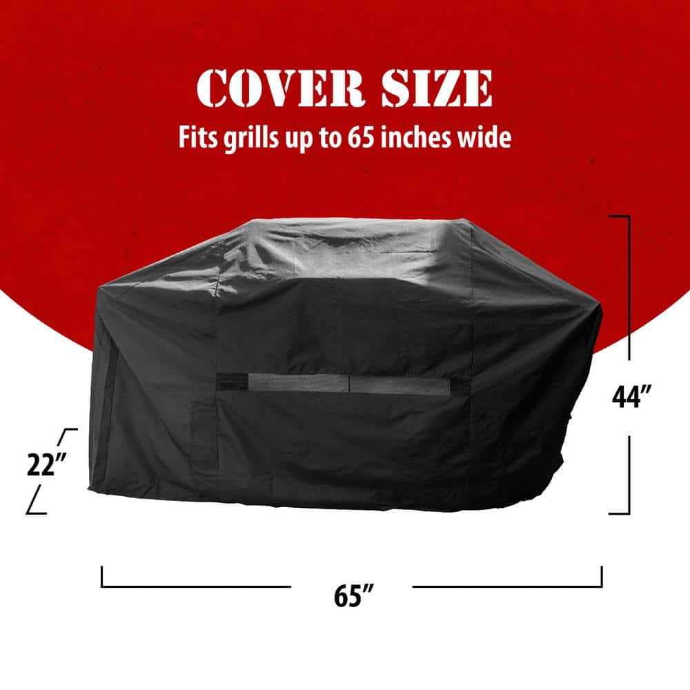 65-Inch Black Weather Resistant Polyester Grill Cover