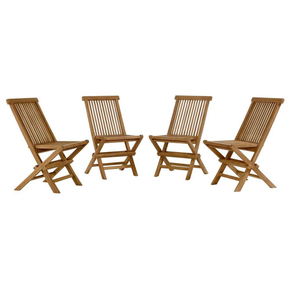 Vienna Outdoor Patio Teak Wood Folding Dining Chairs Set of 4 in Natural price history on PriceWatchPro