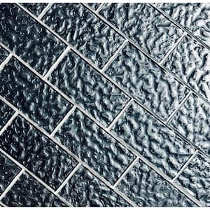 Metallics Gray 3 in. x 6 in. Glossy Textured Glass Subway Wall Tile (1 Sq. Ft./Case)