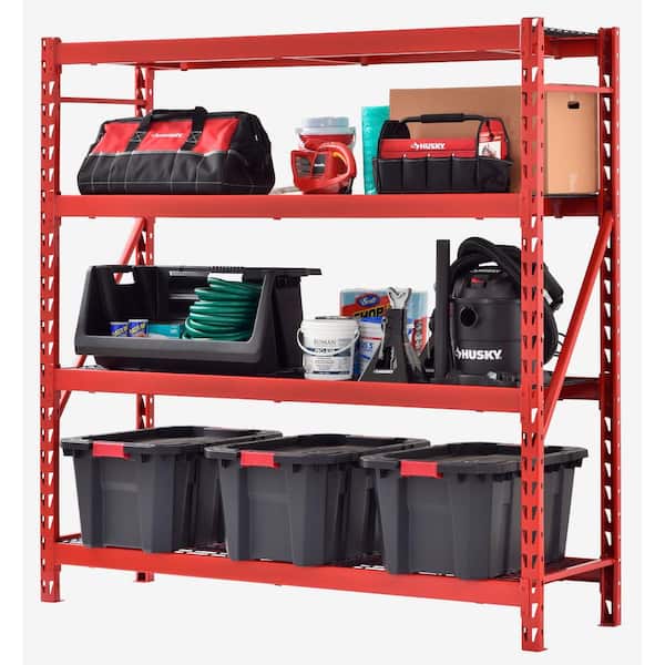 Red 4-Tier Heavy Duty Steel Garage Storage Shelving (77 in. W x 78 in. H x 24 in. D)