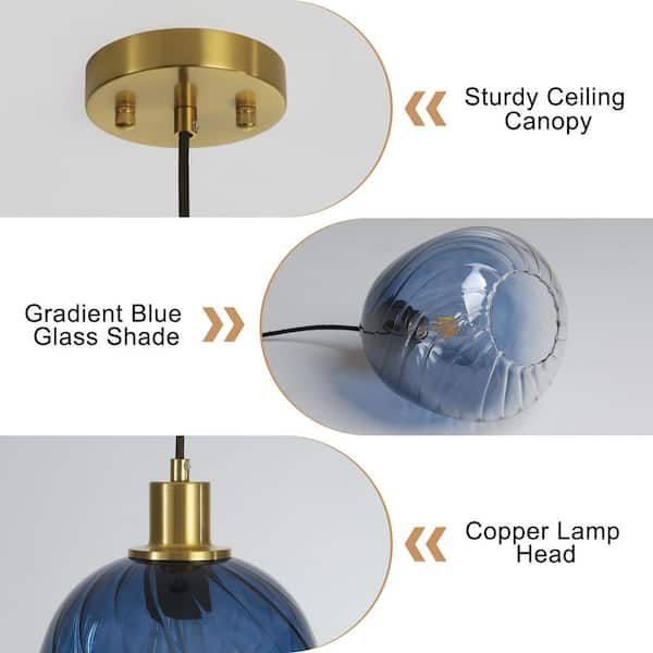 Merbotin Rayhome 1-Light Blue Pendant Light with Gradient-Tinted