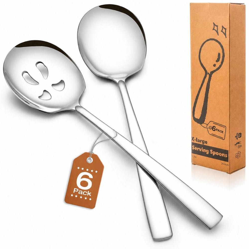 KHKFY Silver 18/8 Stainless Steel 11.7-Inch Serving Spoon and