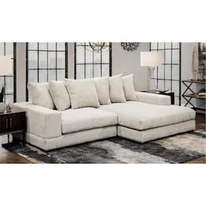 108 in. Square Arm Polyester Blend Upholstery L-Shaped Chaise Deep-Seated Oversized 2-Pieces Sectional Sofa in. Beige