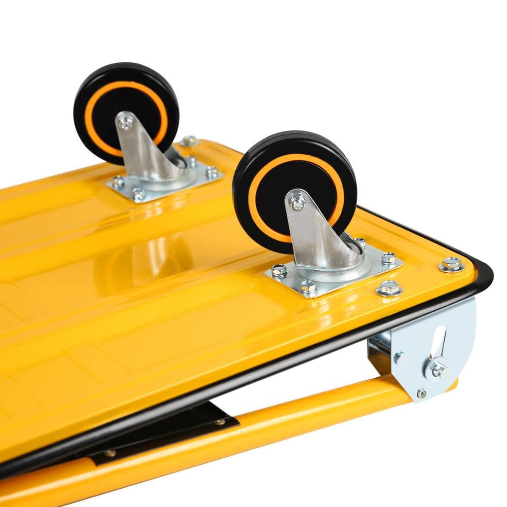 Yellow Foldable Steel Platform Hand Cart with Wheels