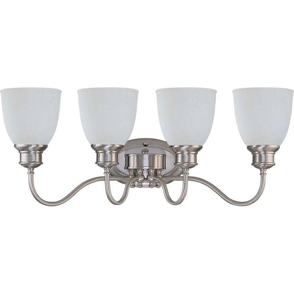 Glomar 4-Light Brushed Nickel Vanity Light with Frosted Linen Glass