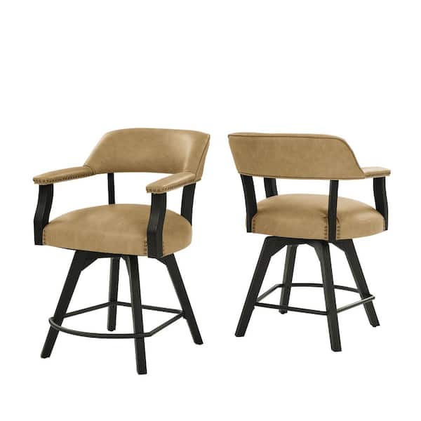 Rylie Sand and Black Upholstered Counter Height Arm Chair