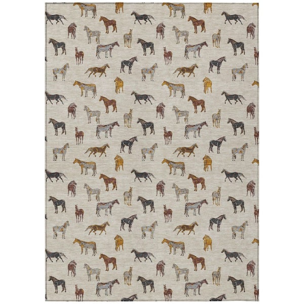 Chantille Machine Washable Indoor/Outdoor Abstract ACN2521 Beige 8 ft. x 10 ft. Area Rug