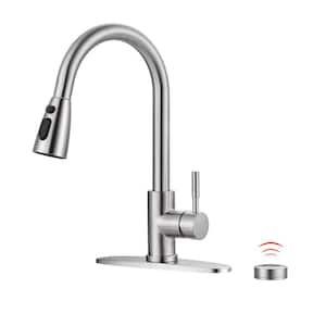 Touchless Single-Handle Pull Down Sprayer Kitchen Faucet, Mobile Motion Sensor Kitchen Sink Faucet in Brushed Nickel