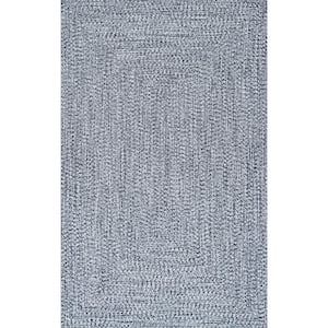 Lefebvre Casual Braided Light Blue Doormat 2 ft. x 3 ft.  Indoor/Outdoor Patio Area Rug