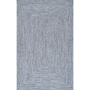 Lefebvre Casual Braided Light Blue Doormat 3 ft. x 5 ft. Indoor/Outdoor Patio Area Rug