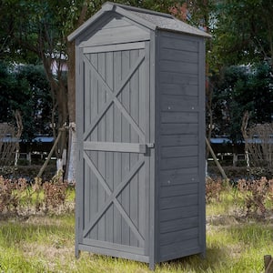 2.1 ft. W x 1.5 ft. D Gray Outdoor Wooden Storage Sheds, Fir Wood Lockers with Workstation(3.5 sq. ft.)