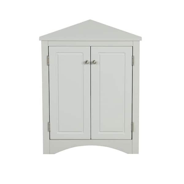 17.2 in. W x 17.2 in. D x 31.5 in. H Gray Triangle Linen Cabinet with Adjustable Shelves