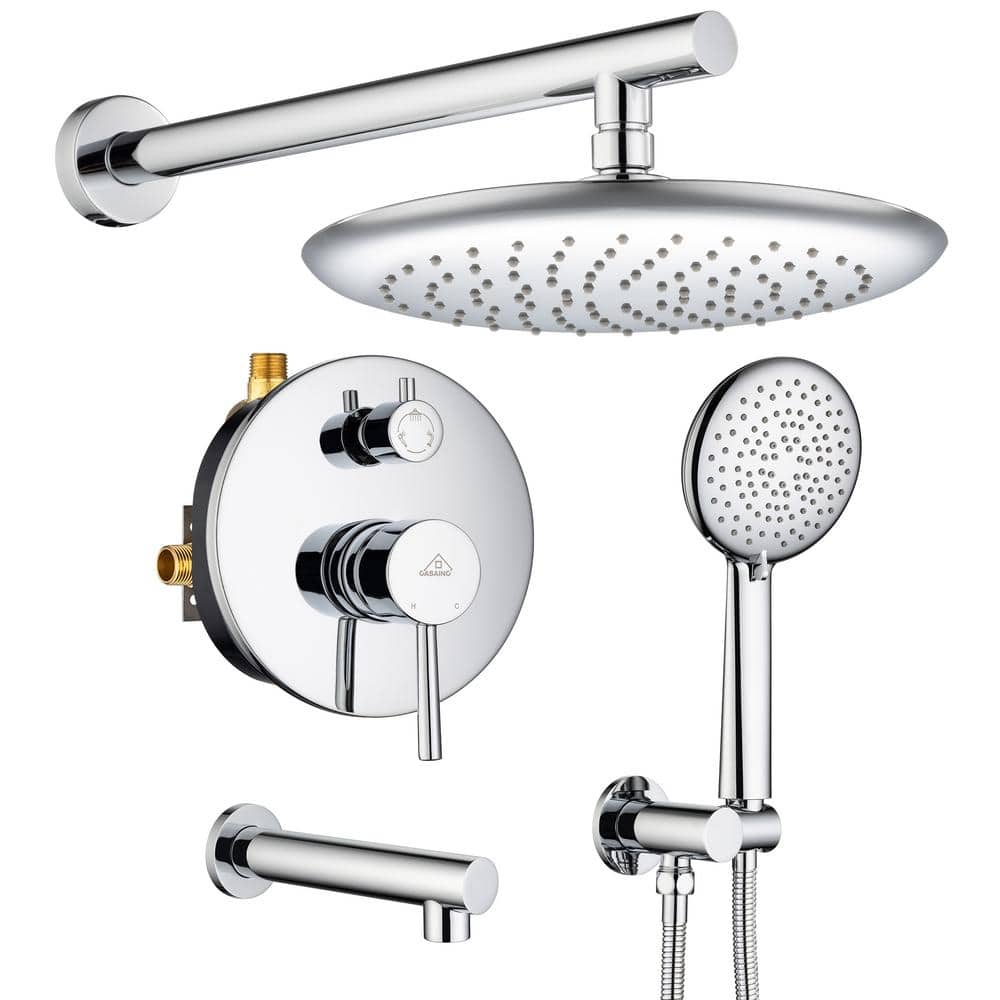 Chrome Multi-Head Rain Shower System with Handheld