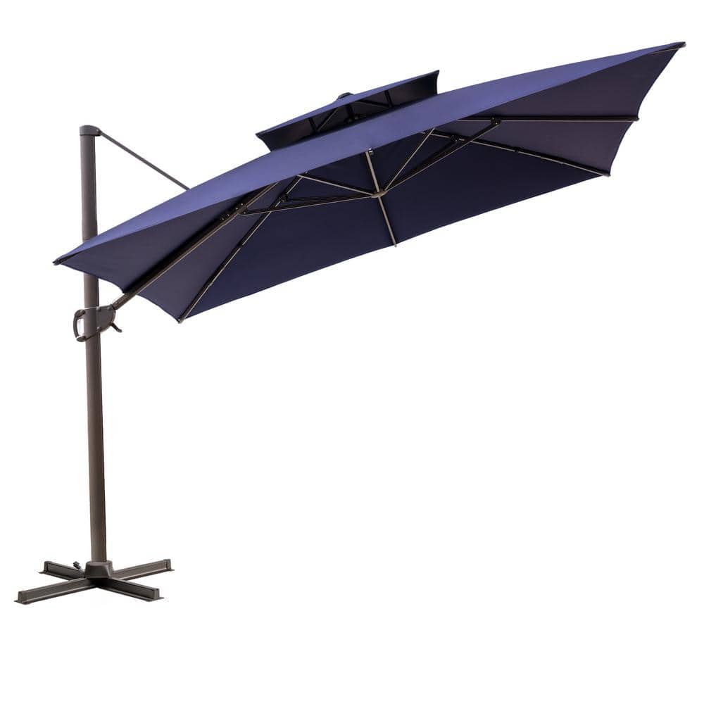 11 ft. Navy Blue Polyester Round Tilt Cantilever Patio Umbrella with Stand price history on PriceWatchPro