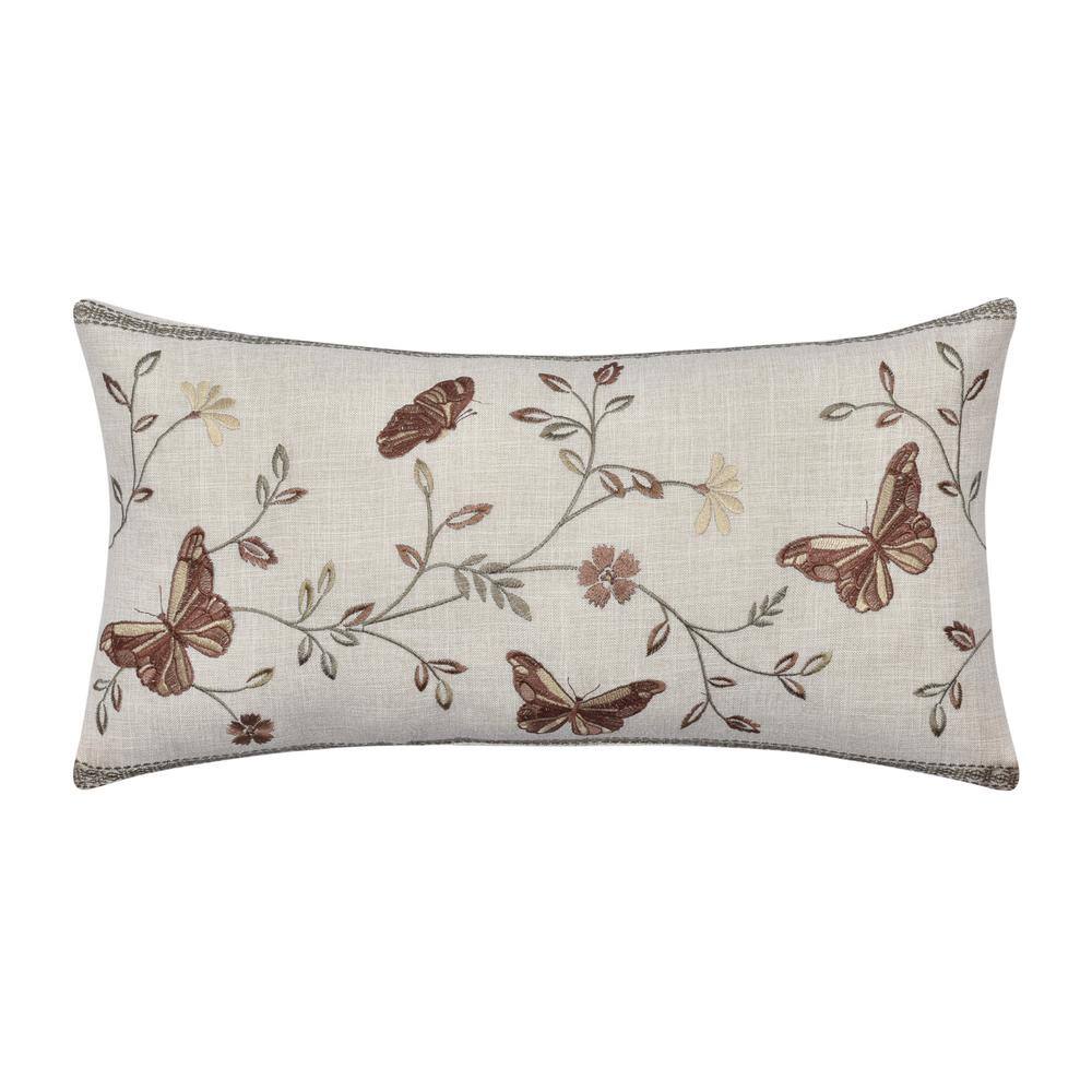 Safia Linen Polyester Floral Boudoir Decorative Throw Pillow 11 In. L X 21 