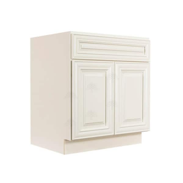 LIFEART CABINETRY Princeton Assembled 24 in. x 34.5 in. x 24 in. Base Cabinet with 2-Doors and 1-Drawer in Off-White