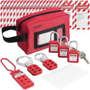 Electrical Lockout Tagout Kit, 26-Piece Safety Lock Kit Includes Padlocks, Hasps, Tags, Nylon Ties, and Carrying Bag