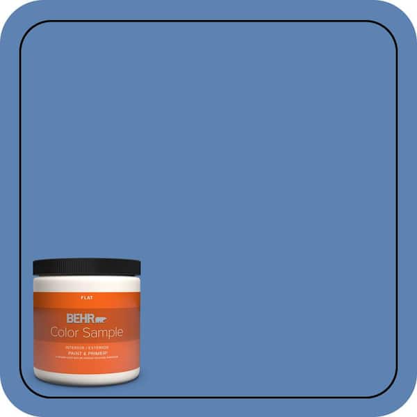 BEHR PREMIUM PLUS 8 oz. #PPU15-06 Neon Blue Flat Interior/Exterior Paint & Primer Color Sample