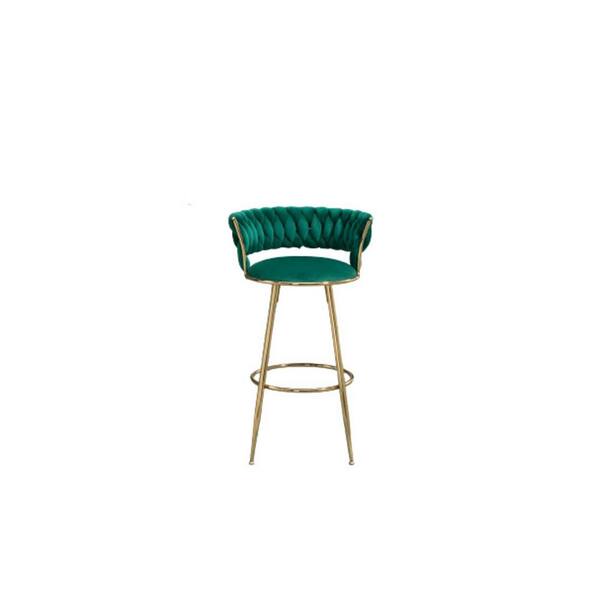 Tatahance 35 in. Emerald Metal Frame Cushioned Bar Stool with Fabric Seat