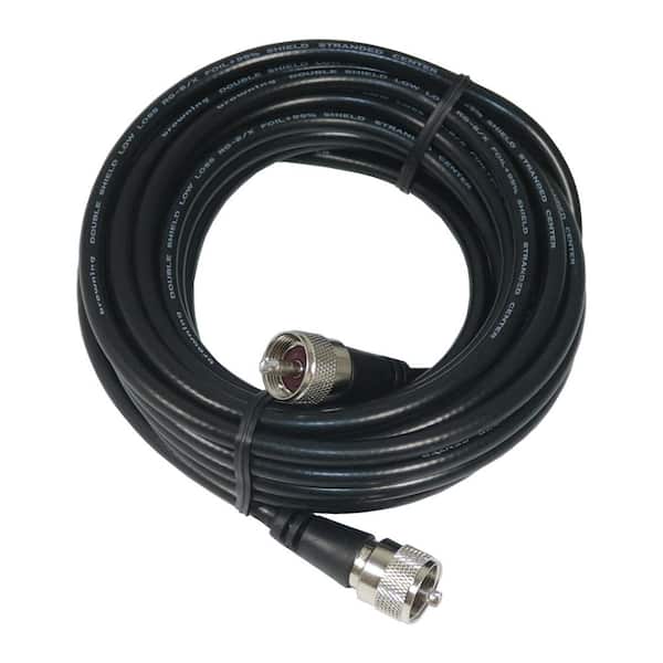18 ft. Heavy-Duty CB Antenna Coaxial Cable Assembly with Preinstalled UHF PL-259-Black