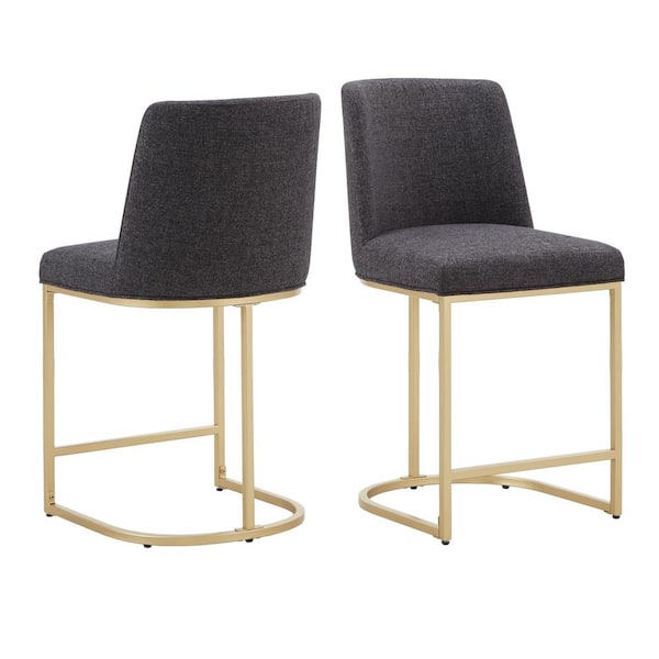 HomeSullivan 24 in. Black Metal Counter Stool (Set Of 2)