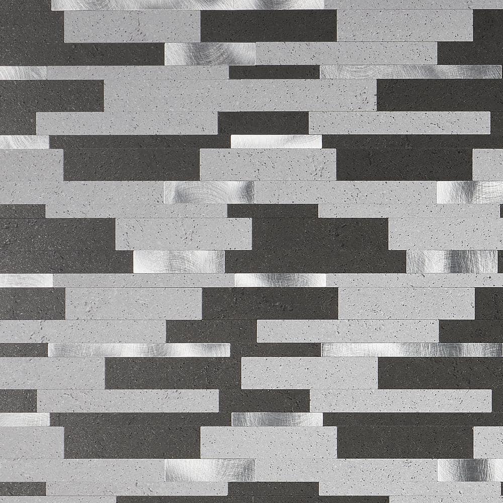 Gray Aluminum Peel and Stick Mosaic Tile Sheet