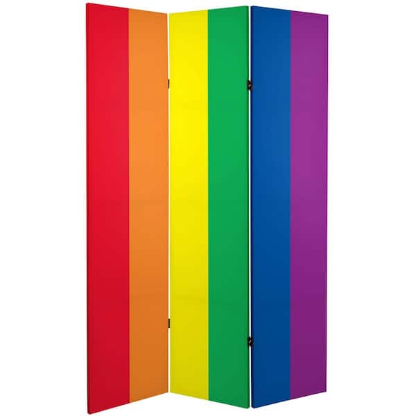 RED LANTERN Rainbow 6 ft. Printed 3-Panel Room Divider
