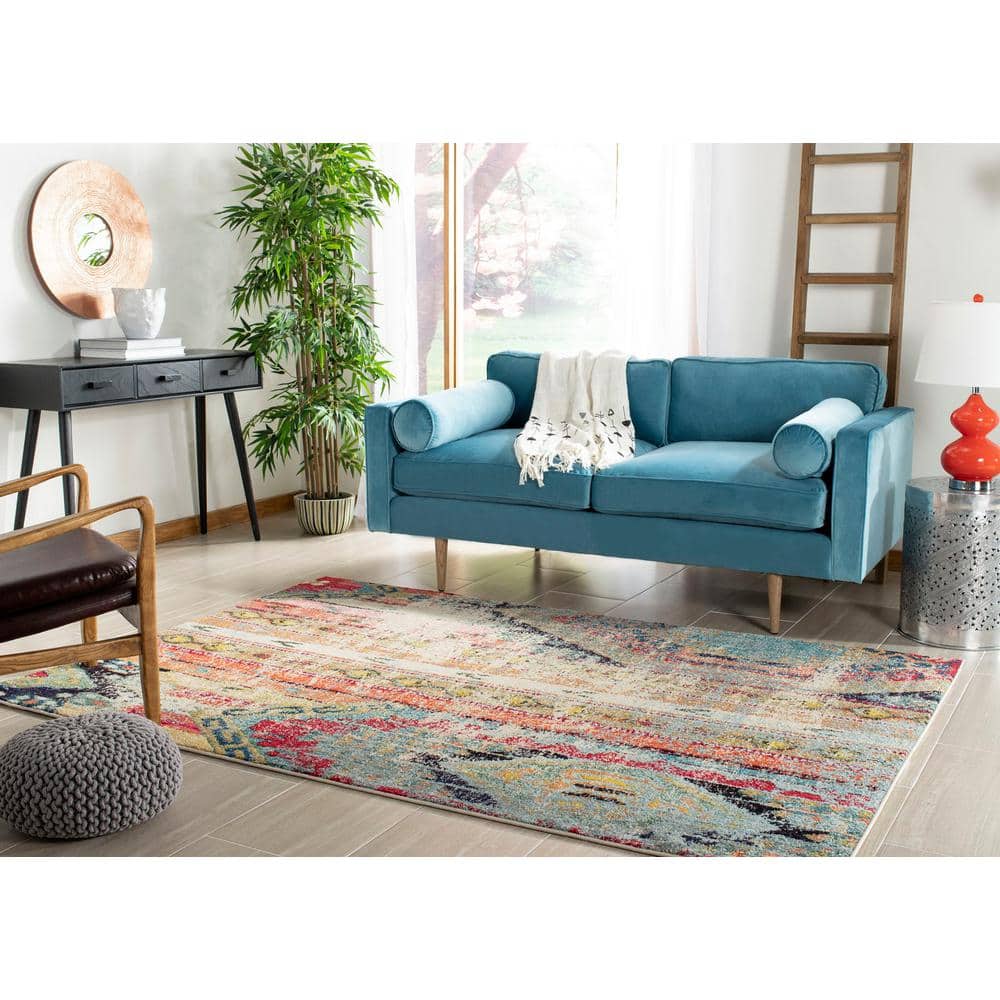 Monaco Multi-Colored Synthetic Square Area Rug, 4'x4'