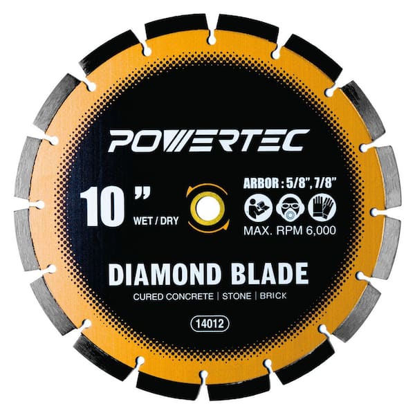 10 in. Laser-Welded Segmented Rim Diamond Blade for Wet Dry Tile Saw -Cuts Cured Concrete, Block, Brick, Pavers, Masonry