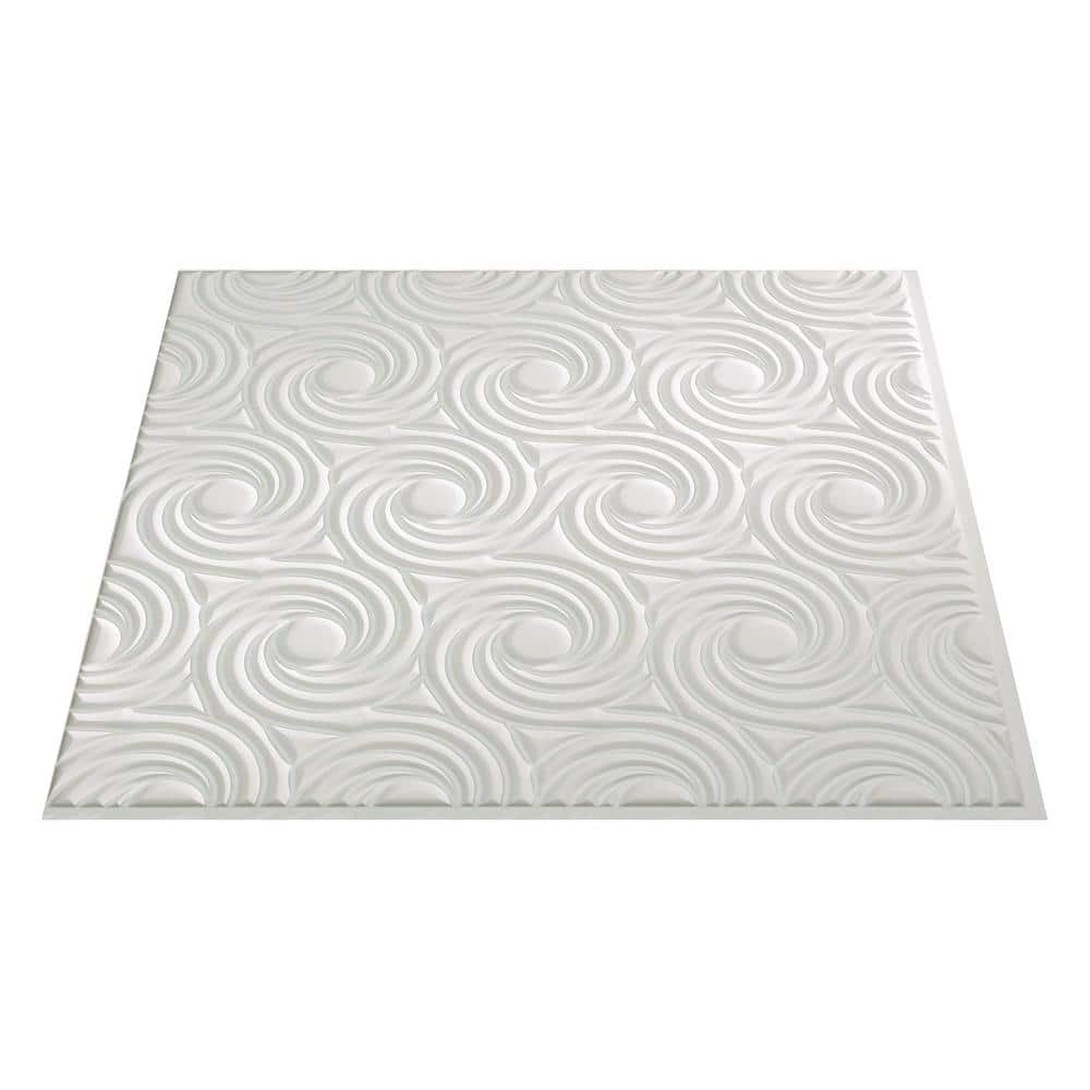 Matte White 24'' Textured Vinyl Glue-Up Ceiling Tile