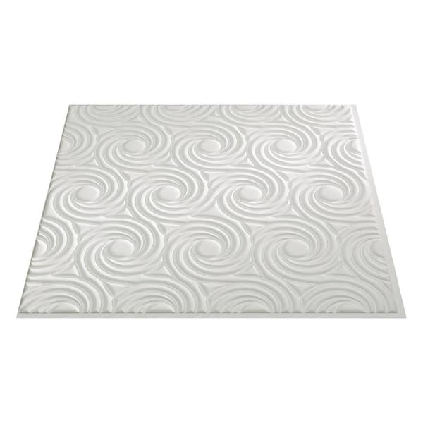 Fasade 2-ft x 2-ft Cyclone Matte White PVC Surface-mount Ceiling Tile (5-Pack, 20-sq ft / Case)