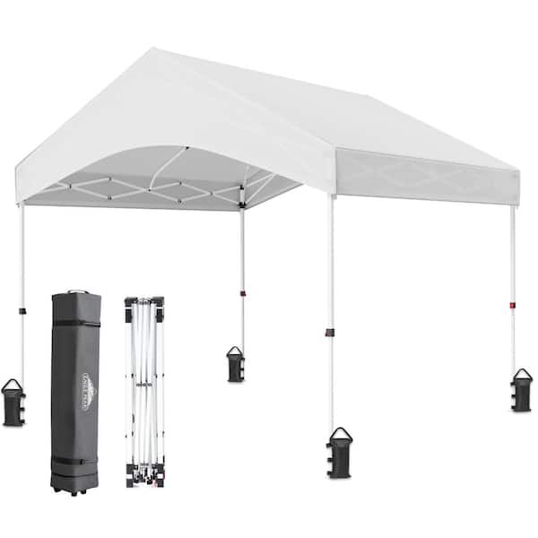 10 ft. x 10 ft. White Gable Roof Canopy-Reinforced Pop-Up Tent for Flea Markets, Festivals and Outdoor Vendor Displays