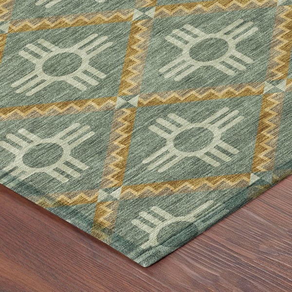 Chantille Machine Washable Indoor/Outdoor Abstract ACN2686 Basil 10 ft. x 14 ft. Area Rug