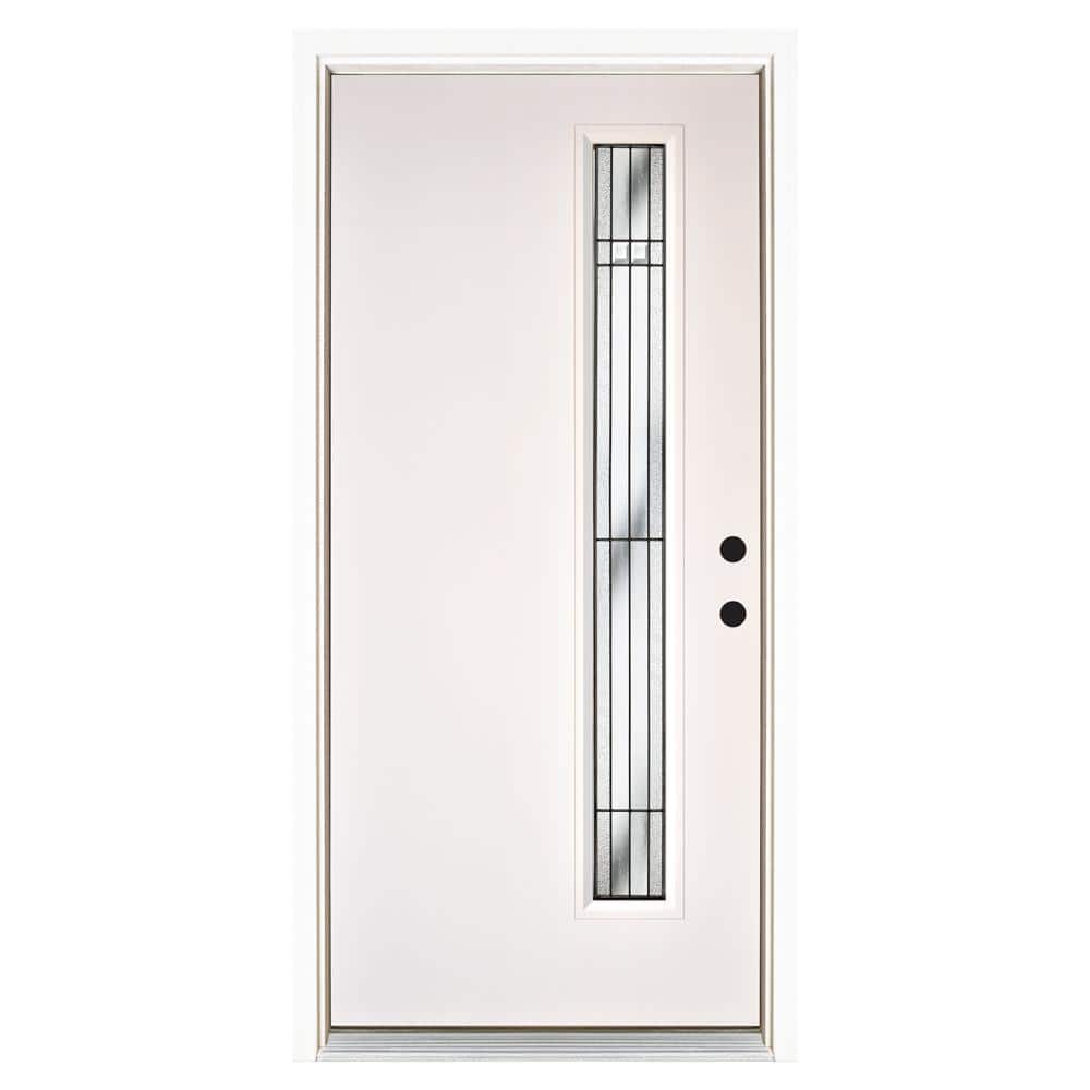 36 in. x 80 in. Radiant Smooth White Left-Hand Inswing Narrow 1 Lite Decorative Fiberglass Prehung Front Door price history on PriceWatchPro