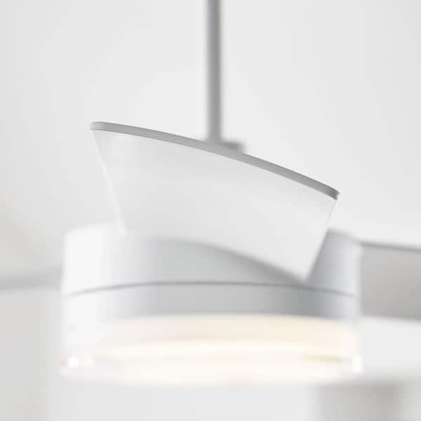 Cirque 56 in. Integrated LED Indoor/Outdoor Matte White Ceiling Fan with White Glass Light Kit and Remote Control