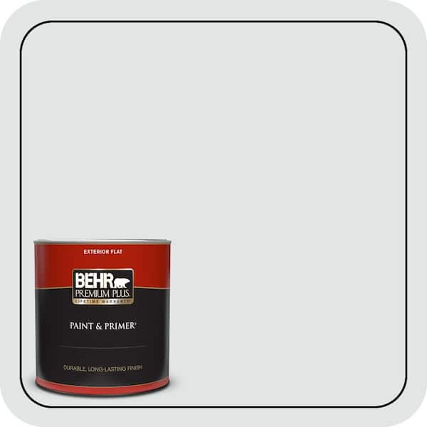 BEHR PREMIUM PLUS 1 Qt. #BL-W02 Ice Sculpture Flat Exterior Paint & Primer