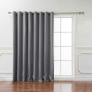 Grey Polyester Solid 100 in. W x 84 in. L Grommet Blackout Curtain