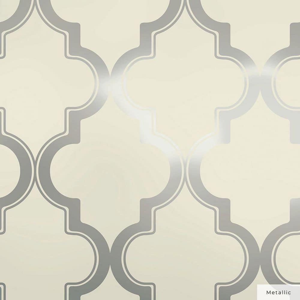 Cream and Metallic Silver Marrakesh Vinyl Peel and Stick Wallpaper Roll (Covers 28 sq. ft.) price history on PriceWatchPro