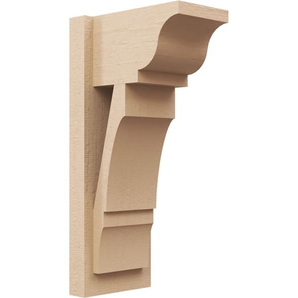 Ekena Millwork 8 in. x 24 in. x 12 in. Balboa Traditional Rough Cedar Woodgrain Timberthane Polyurethane Outlooker, Primed Tan