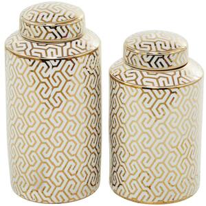Gold Ceramic Modern Decorative Jars (Set of 2)
